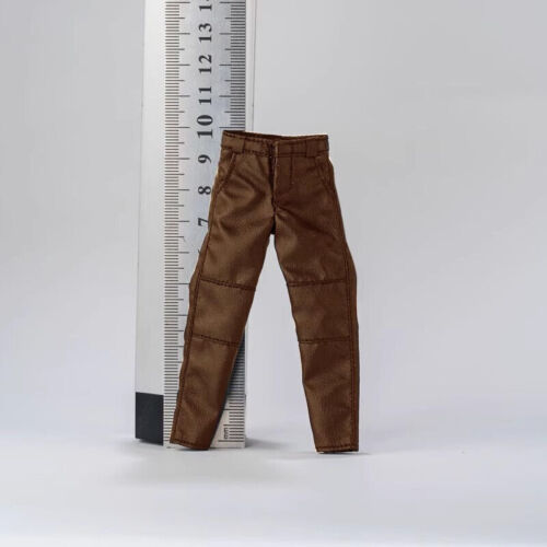 1/12 Punk motorcycle leather pants Brown trousers Fit 6'' Male Action Figure Toy - Picture 2 of 6