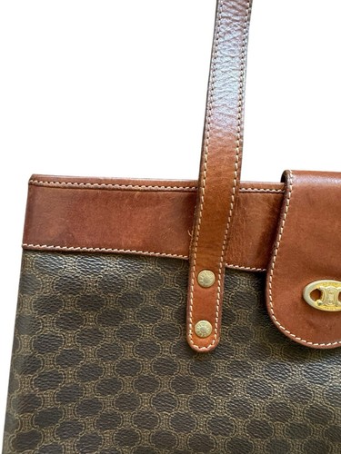 Borsa a tracolla CELINE logo modello macadam pelle PVC marrone originale vintage M07 - Foto 4 di 24