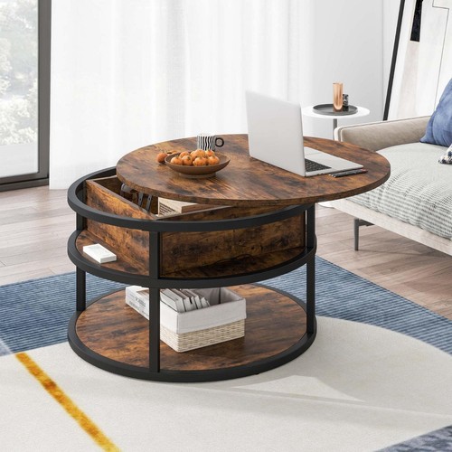 Modern Round Lift Top Center Table Coffee Table With Storage For Living Room - Picture 9 of 24