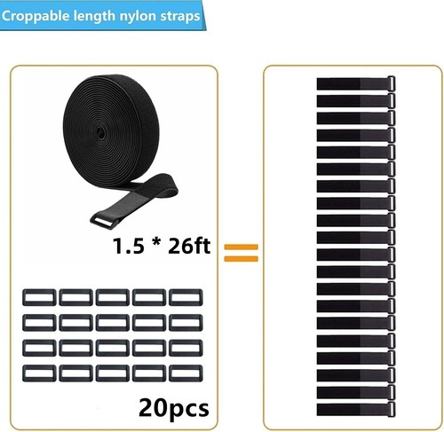 26ft 1.5 Inch Wide Cable Straps, Adjustable Fastening Hook and Loop Straps wi... - Afbeelding 2 van 2