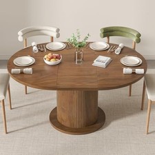 43.3 inch 59 inch Adjustable Size Round Dining Table for 4 6, Unique D