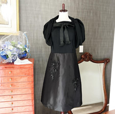 PRADA Dress Ensemble Black Flare with Glass Decoration and Bolero Size 44