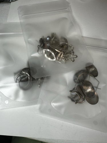 20 Pair Earrings Sterling Silver 925 Pierced Hoops Dangles Used - Picture 16 of 16