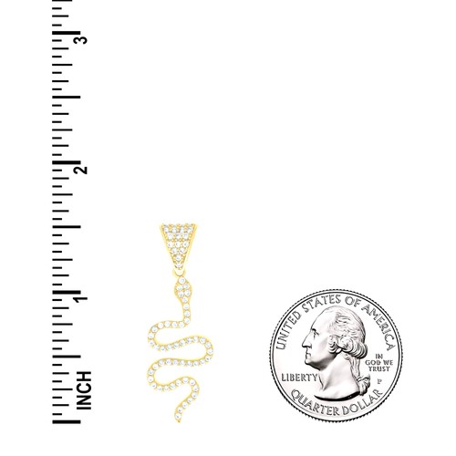 10kt Yellow Gold Womens Cubic-Zirconia Snake Reptiles Wildlife Charm Pendant - Bild 2 von 3