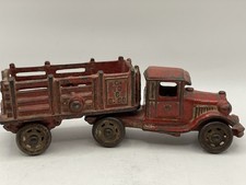 Vintage A.C. Williams Coast to Coast Cartage Stake Bed Truck  Trailer Cast Iron