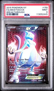 2015 POKEMON XY BREAKTHROUGH #158 FULL ART/MEWTWO EX PSA 9