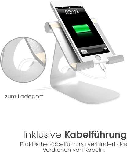 Terratec iTab-M silber Smartphone & Tablet Multiwinkel-Ständer aus Aluminium - Afbeelding 5 van 6