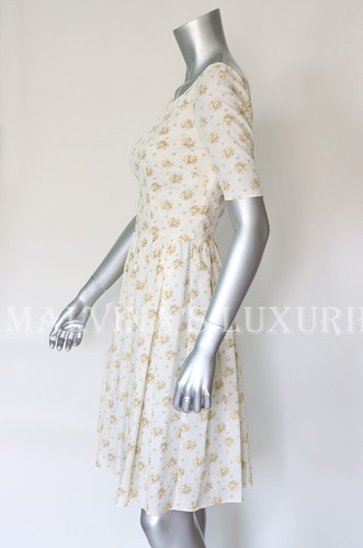 DOLCE & GABBANA DRESS IVORY PRINT FLARED SKIRT SHORT SLEEVE $2,200 IT 42 US 6 - Picture 5 of 11