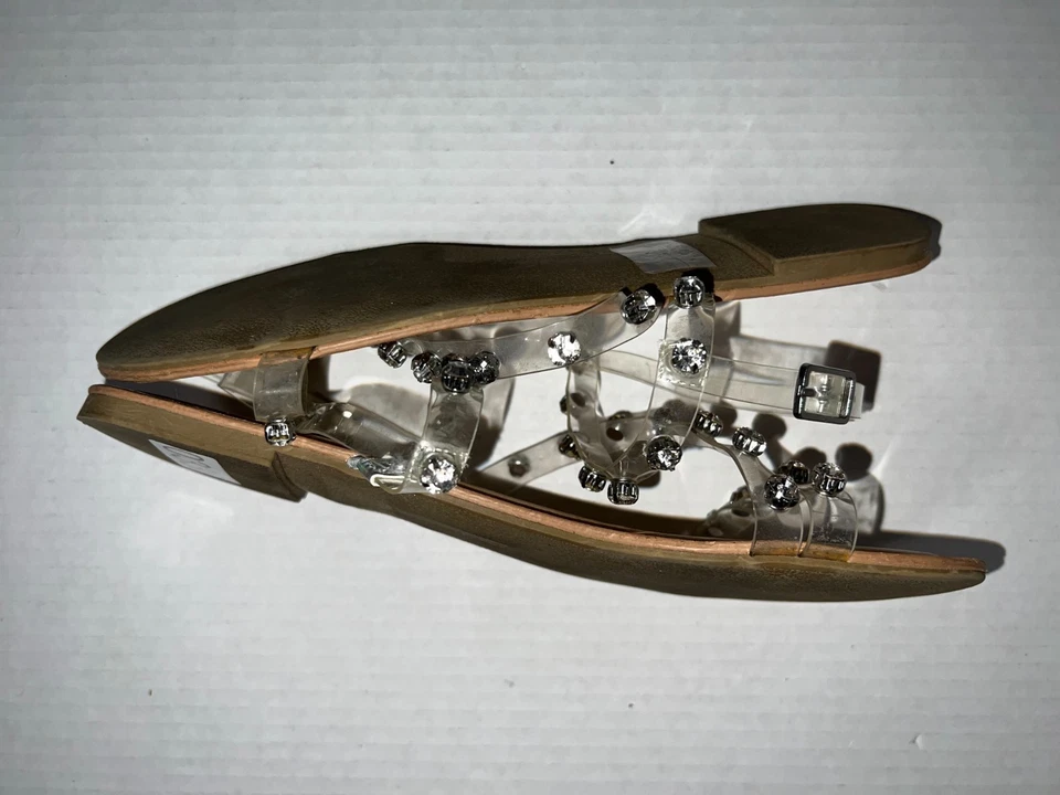 Sandalia DOLCE VITA Plateada Transparente Tachonada ESTRÁS CRISTAL BRONCEADO TIRAS TALLA 9 1/2 Foto 3 de 4