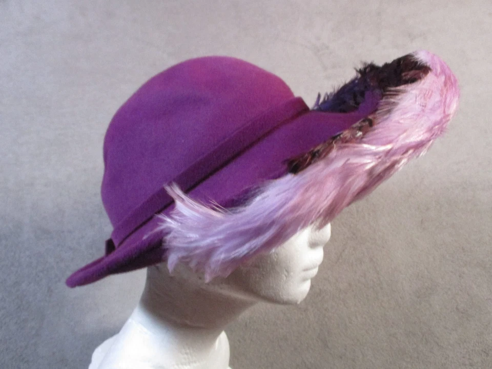 Vintage Jack McConnell Hat Cowboy Felt Feathers Rhinestone Womens Medium 60s - Image 4 of 4