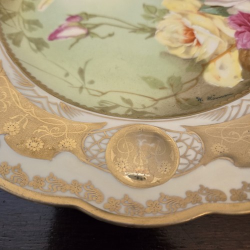 8 antike MZ Austria Moritz Zdekauer Porzellan Teller mit rosa Rosen - Bild 18 von 19