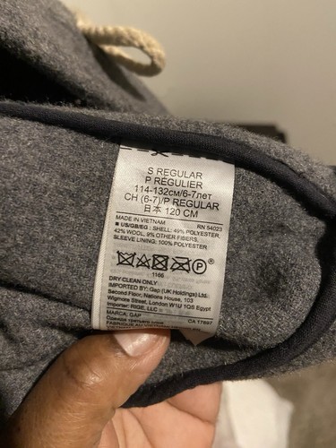 Gap Kids Gray Wool Full Zip Toggle Hood Duffle Jacket Coat Peacoat Sz 6-8 Small - Picture 5 of 10