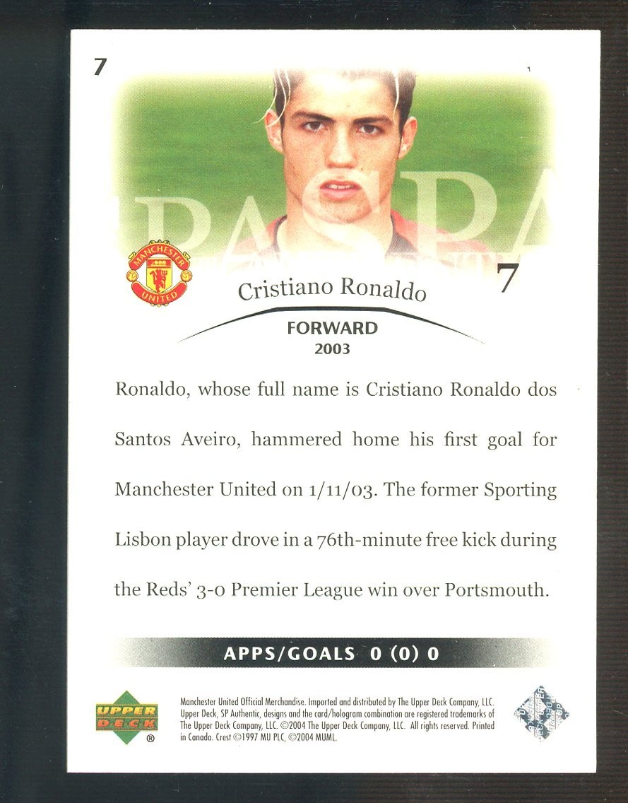 2003-04 SP Authentic Soccer #7 Cristiano Ronaldo Manchester