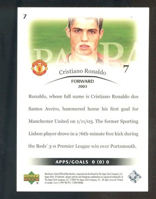2003-04 SP Authentic Soccer #7 Cristiano Ronaldo Manchester