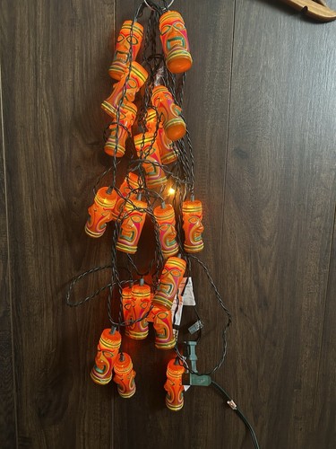 VTG Plastic Blow Mold Tiki Multicolor 19 Indoor Outdoor Hanging Lights 28 ‘ Cord
