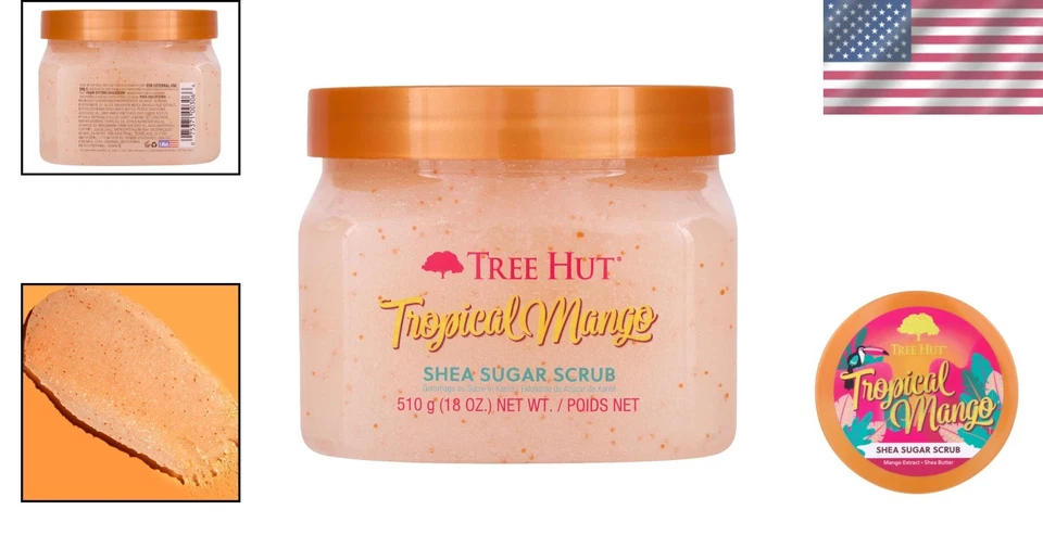Exfoliante de azúcar de karité Tree Hut mango tropical, 18 oz, ultra hidratante y exfoliante Foto 2 de 4