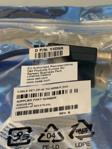 Neu Original Dell DisplayPort Stecker auf HDMI Buchse Adapterkabel P/N Y4D5R - Bild 6 von 6