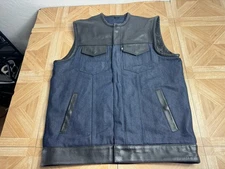 Daniel Smart Vest Mens Small Blue Denim Conceal Carry CCW Motorcycle Jacket