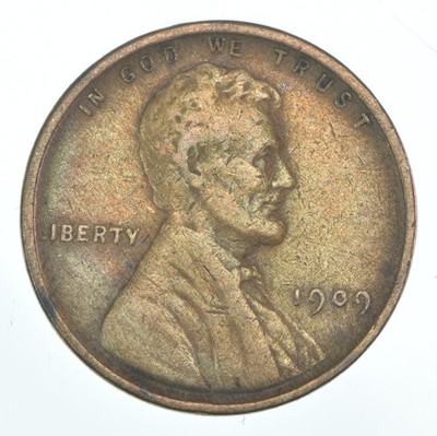 1909 VDB Lincoln Wheat Cent F+