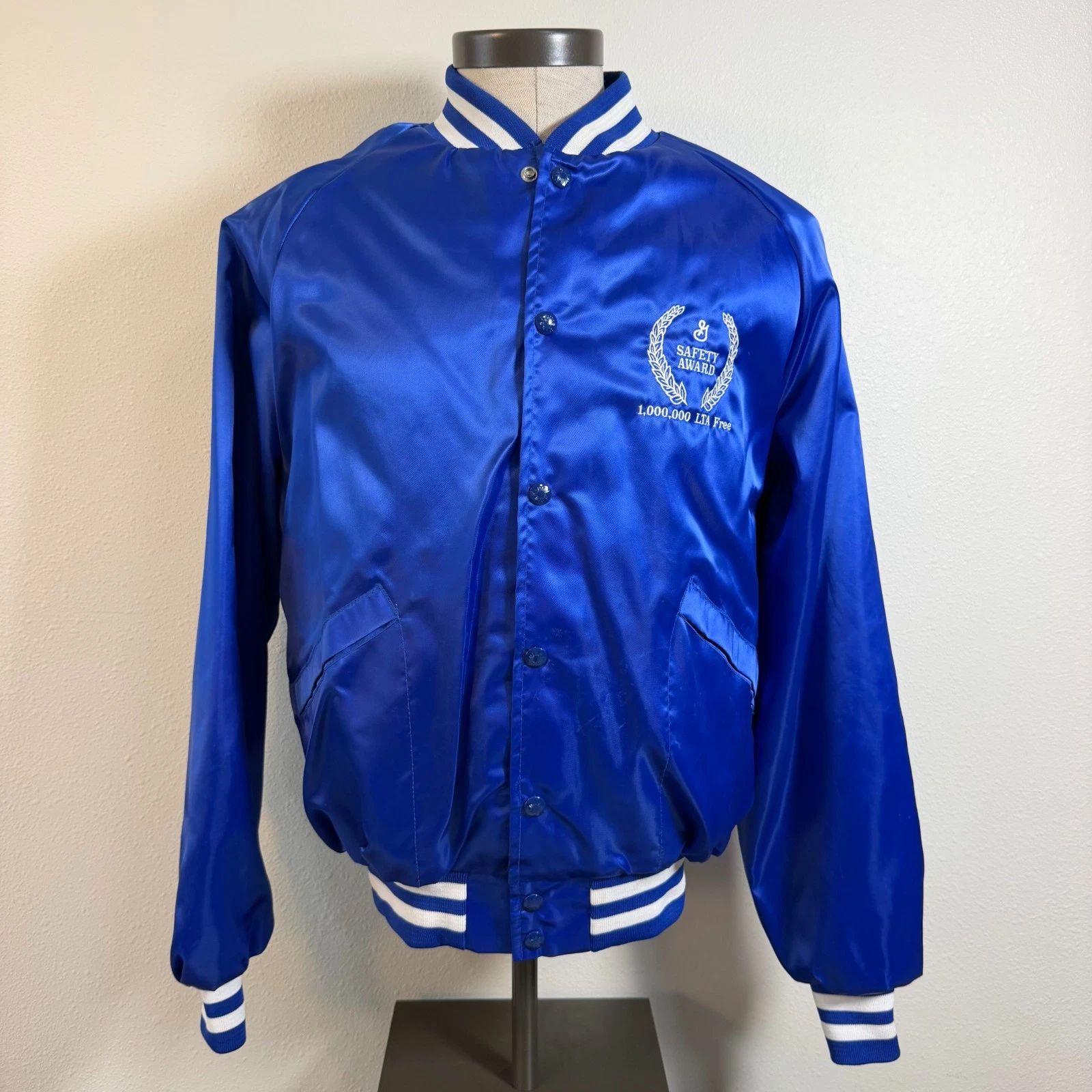 Vintage General Mills Satin Bomber Jacket Mens L Safety Award 1 Million LTI image 1