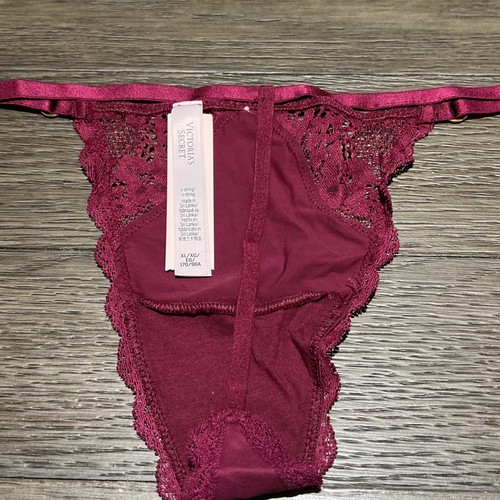 Victoria's Secret Dream Angels Lace Trim V-String Low Rise Maroon Panty X-Large - Bild 7 von 10