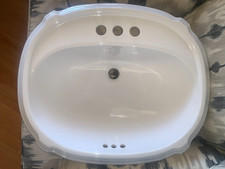 Kohler White K-2189-4 Drop-In Portrait Sink 4 inch faucet holes, self rimming