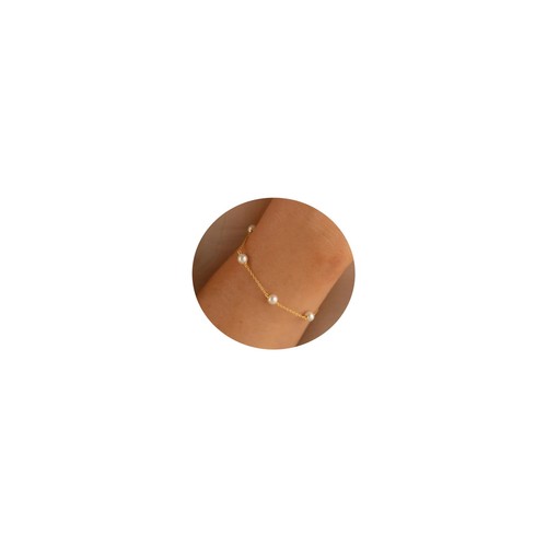 18K vergoldet zierliches Perlen Bahnhofsarmband minimalistisches Perlenarmband für Damen - Bild 1 von 7
