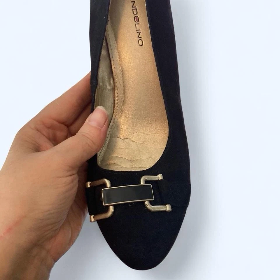 Bandolino Negro Gamuza Tacón Cuñas con Detalle de Hebilla Inseguro de Talla Diseñador Foto 3 de 4