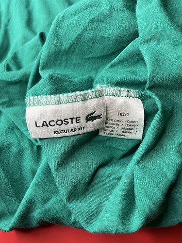 Lacoste T-Shirt Mens FR 4 Size Medium Green V-Neck Pima Cotton Crocodile Logo - Picture 10 of 10