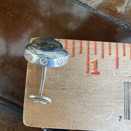 VTG Joseph Abboud Cuff Links Labradorite Cabs Box Bag Signed 925 Sterling 16.4g - Picture 10 of 14