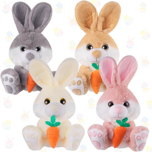 4 Pack 12 Inch Easter Bunny Stuffed Animal Cute Bunny Plush with Carrot Easte...