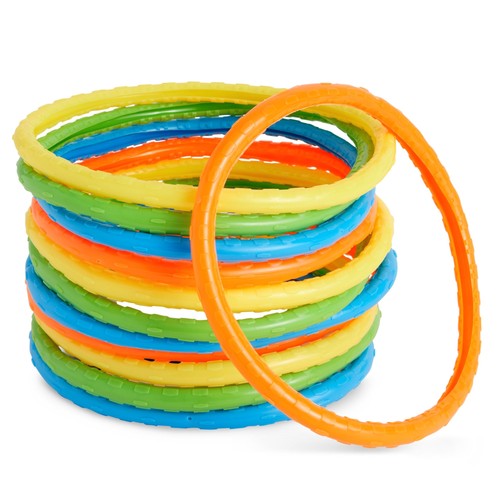 Paquete de 12 anillos multicolores de buceo para piscina juguetes para niños fiesta de verano 6,3 pulgadas - Imagen 6 de 10