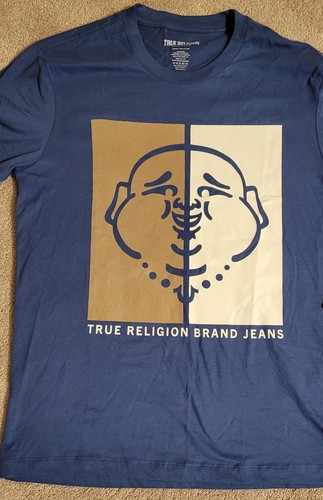 Men's NWT $59.00 True Religion Half Face Buddha T-Shirt Size Medium Blue - Bild 2 von 5