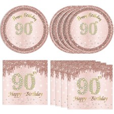 40PCS 90th Birthday Decorations for Women Rose Gold 90th Theme Birthday Party...