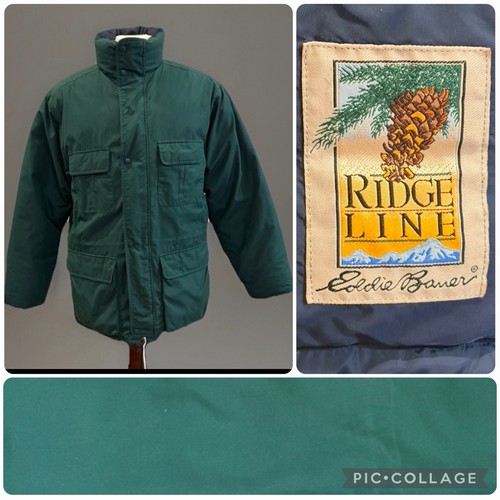 Vintage EDDIE BAUER Medium Premium GOOSE Down Ridge Line Parka Navy Winter Coat - Picture 1 of 23