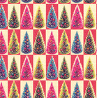 Vintage inspired Christmas Wrap -Pastel trees in red and white blocks