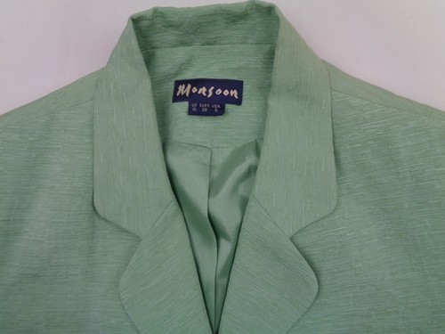 Chaqueta Monzón Para Mujer Talla 10 Lino Mezcla Seda Verde Inteligente - Imagen 4 de 12