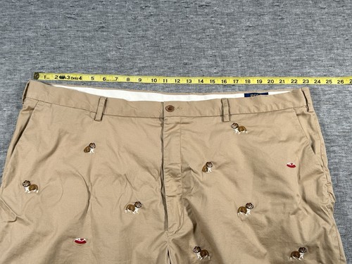 Polo Ralph Lauren Stretch Classic Fit Shorts Mens 48 Tan Bulldogs Bones Dog Bowl - Picture 5 of 11