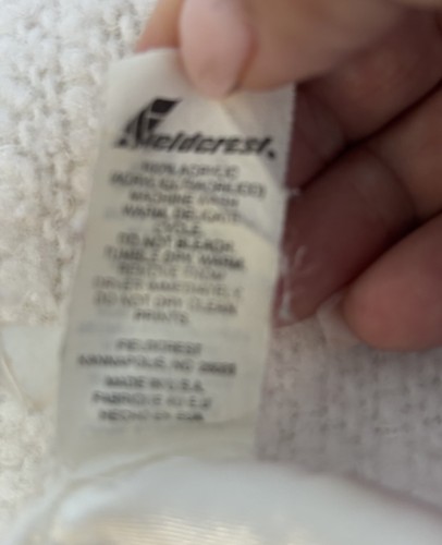VTG Fieldcrest Blanket Waffle Weave Satin Trim Ivory 72” X 80” Acrylic USA - Picture 2 of 6