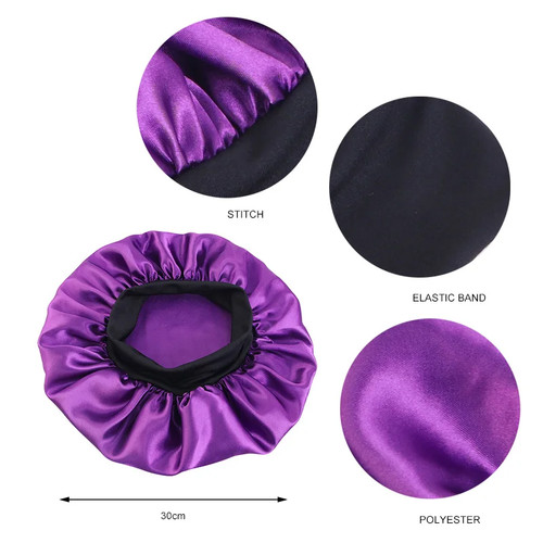 Satin Sleep Bonnet – Unisex Wide-Brim Night Cap for Hair Care | Free Shipping - Picture 2 of 23
