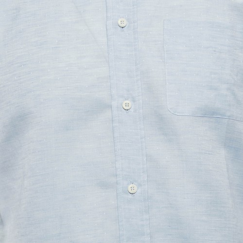 Brunello Cucinelli Light Blue Patterned Linen Blend Half Sleeve Shirt L - Picture 3 of 5