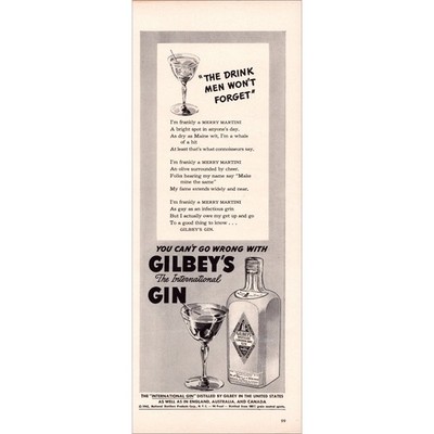 1942 Gilbey s Gin Original Vintage Print Ad