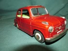 Vintage Fiat 600 Bandai Friction Powered Retracable Roof Very Nice