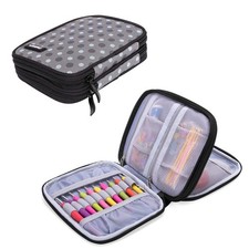 Crochet Hook Case, Organizer Zipper Bag with Pockets for Various Crochet Need...