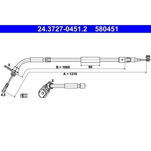 1X Seilzug, Feststellbremse ATE 24.3727-0451.2 Passend FüR MERCEDES-BENZ-image