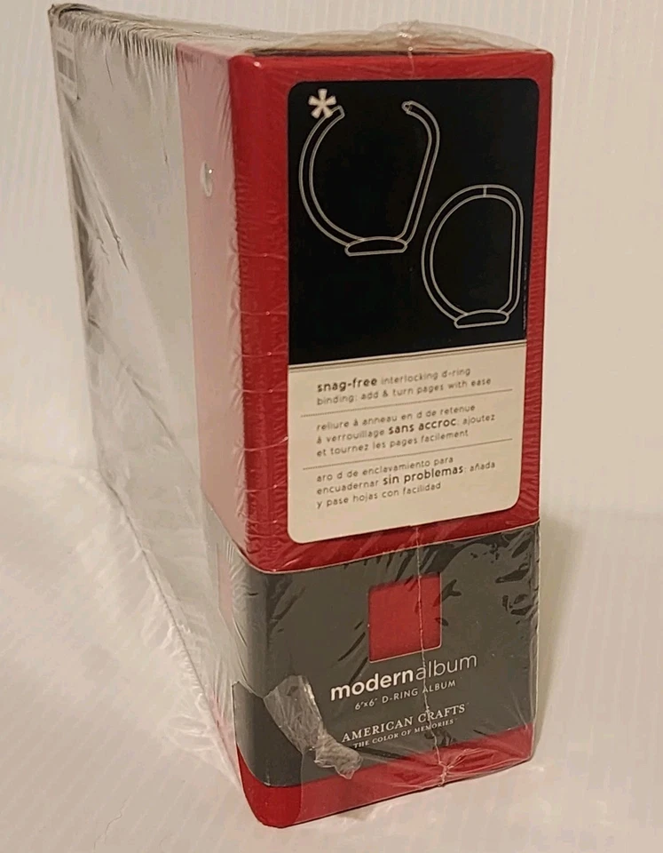 American Crafts Modern Album CARDINAL RED 6 x 6 Customizable D Ring Binder Album - Image 3 of 4