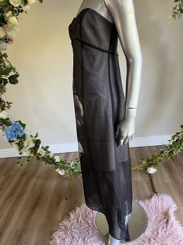 Ted Baker Midikleid Damen TB 2 UK 10 Florza schwarz Blumen Organza trägerlos NEU - Bild 15 von 16
