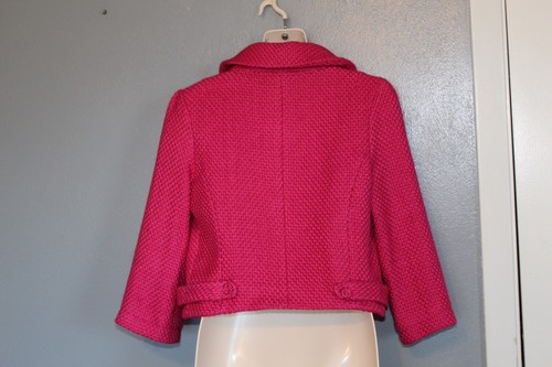 Elevenses Anthropologie Bright Pink Cropped Wool Blend Coat Jacket XS - Picture 4 of 7