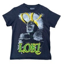 Loki Marvel Comics Men's Medium T Shirt Black Superhero Graphic Mad Engine Tee