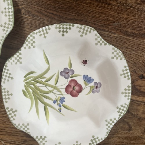 Home Interiors and Gifts Plates Flowers Insects Sage Green Trim 2003 Lot of 3 - Picture 3 of 5